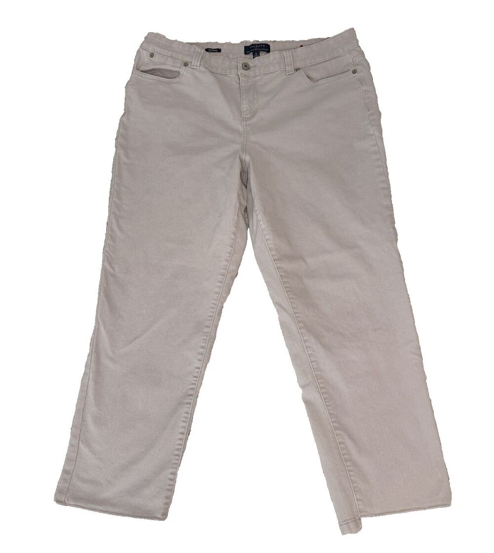 Talbots Simply Flattering 5 Pocket Pants Womens 16 Gray Straight Leg Stretch